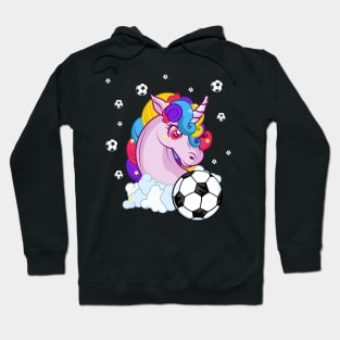 Cute Unicorn Football Ball Soccer T-Shirt for Girls Boys Hoodie